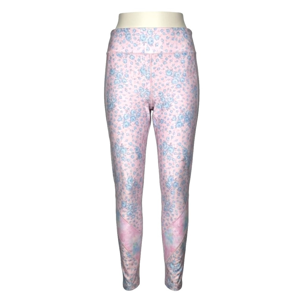 LOVE SHACK FANCY x Bandier Bottom Leggings blue pink floral size med cottagecore